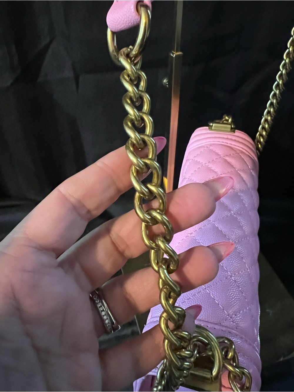 CHANEL Pink Quilted Boy Bag with Gold Hardware - Picture 7 of 16